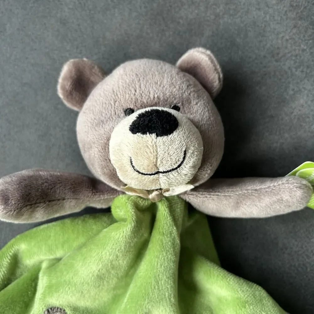 Carters Best Friends Teddy Bear Baby Lovey Security Blanket Brown Green Satin